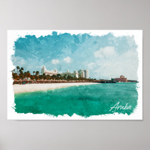 Poster Bonita Viagem de Ilha Tropical de Aruba