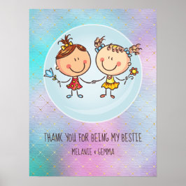 Poster Bonitas BFF Besties Kawaii presentes para garotas 