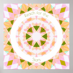 Poster Bonito alcance verde rosa para a motivação das est