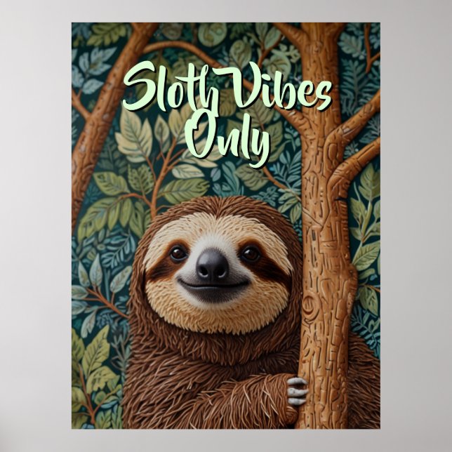 Poster Bonito boho retrô Preguiça Aguenta firme (Frente)