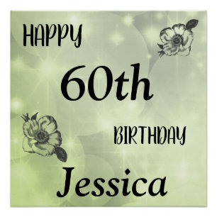 Póster Bonito brilho verde feliz 60º aniversário