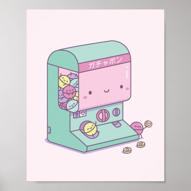 Poster Bonito Brinquedo de Cápsula Gachapon Japão Doodle (Frente)