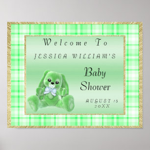 Poster Bonito Bunny Verde "Bem-vindo"