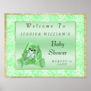 Poster Bonito Bunny Verde "Bem-vindo"