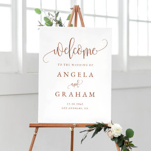 Poster Bonito caligrafia Terracotta Wedding Bem-vindo