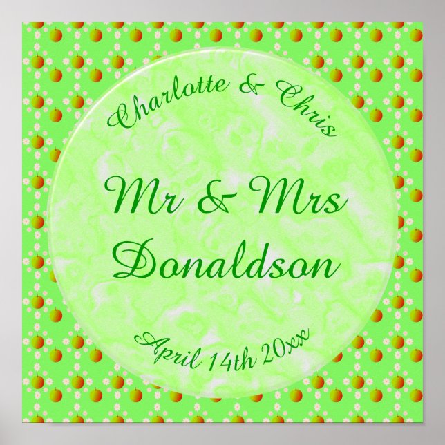 Poster Bonito Casamento de primavera Maçã florescer e Maç (Frente)