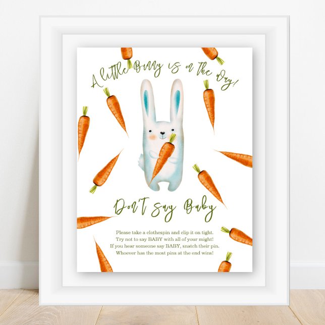 Poster Bonito chá de fraldas de coelhinho - Não diga bebê (Criador carregado)