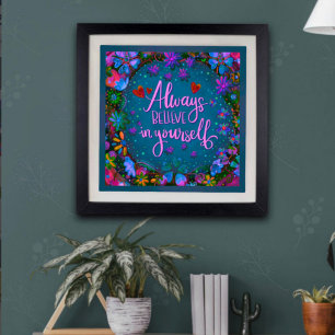 Poster Bonito citação acredite em si mesma inspirividade