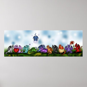 poster bonito de muitos dragões