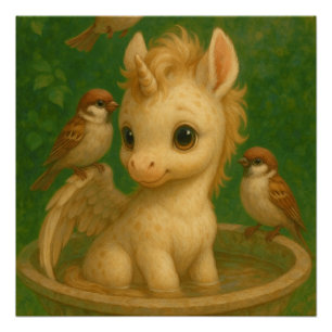 Póster Bonito, de olhos grandes, bebê unisus, pegasus uni