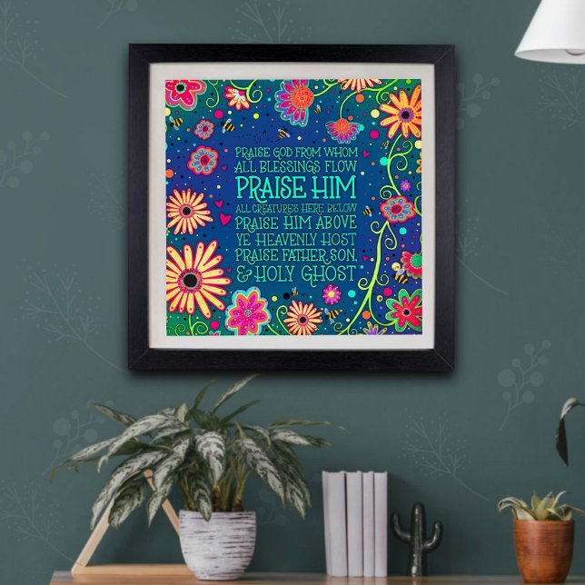 Poster Bonito Doxologia Floral Inspiridade Religiosa (Pretty floral, colorful, doxology, inspirivity poster)