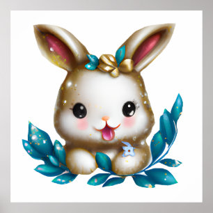 Poster Bonito e Adorável Bunny Bebê Kawaii