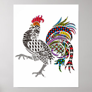 Poster bonito e colorido 11" do galo x14 "