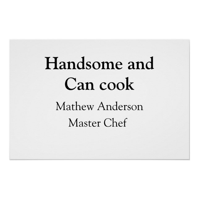 Póster Bonito e pode cozinhar adicionar nome master chef  (Frente)