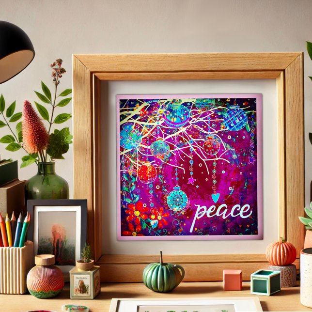 Poster Bonito Enfeites de natal Festivos Puros Paz (Criador carregado)