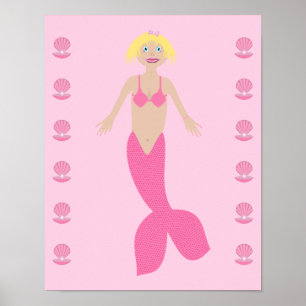 Poster Bonito fantasia rosa Sereia