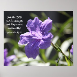 Póster Bonito floração roxa com verso bíblia sobre fé