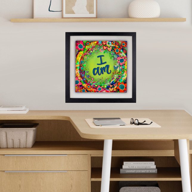 Poster Bonito Floral Eu Sou Inspiração Motivacional (Pretty, Floral, Inspirational, Poster, by Inspirivity)