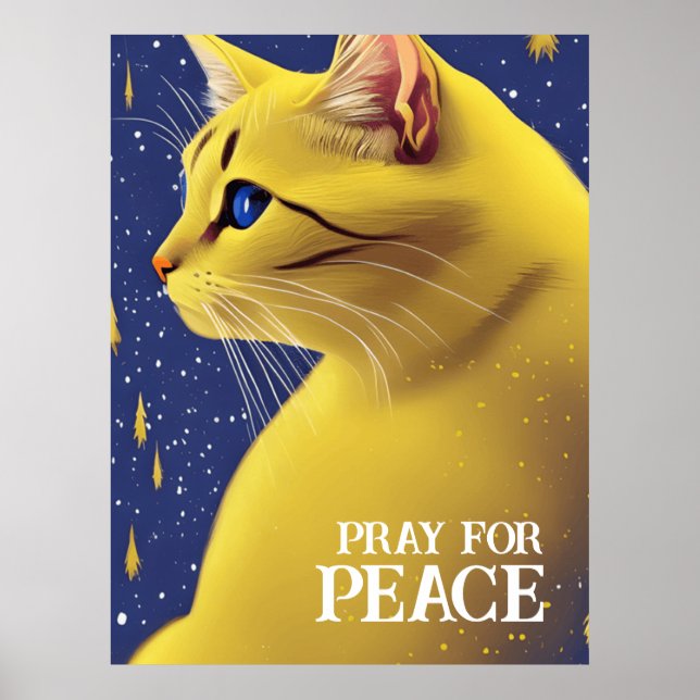 Poster Bonito Gato Amarelo com Olhos Azuis - ucrânia (Frente)