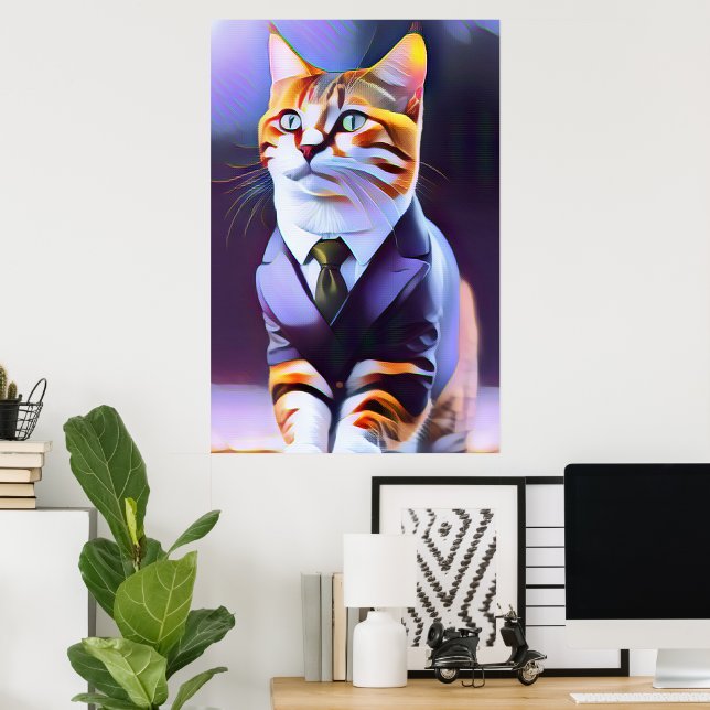 Poster Bonito Ginger Cat Boss D (Escritório em casa)