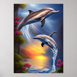 Poster Bonito Golfinho Duo No Paraíso