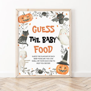 Poster Bonito Halloween Adivinha O Chá de fraldas Da Comi
