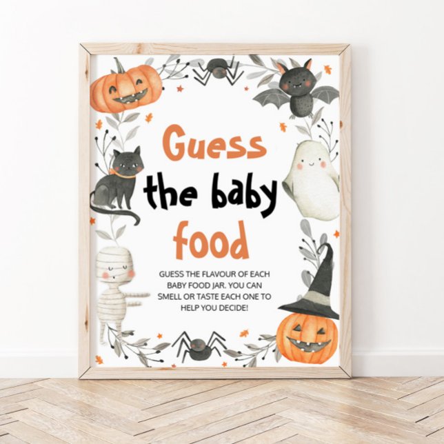 Poster Bonito Halloween Adivinha O Chá de fraldas Da Comi (Criador carregado)