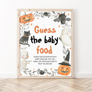 Poster Bonito Halloween adivinha o Chá de fraldas doce do