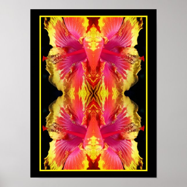 Poster Bonito Hibiscus Flower Close Up Abstrato (Frente)