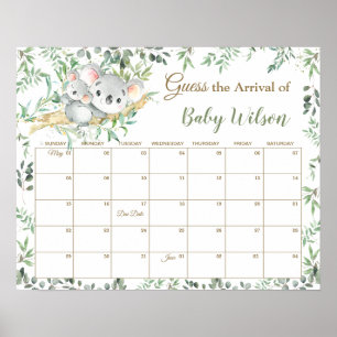 Poster Bonito Koalas Greenery adivinha jogo de vencedor