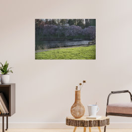 Póster Bonito Lã de Árvores Flores Rosa
