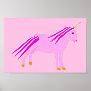 Poster Bonito menina rosa Unicórnio