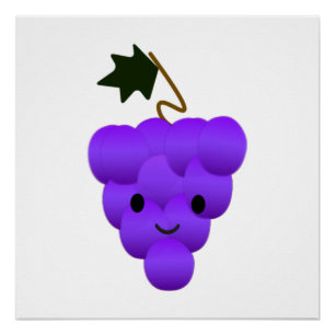 Póster Bonito Monte de Uvas Kawaii