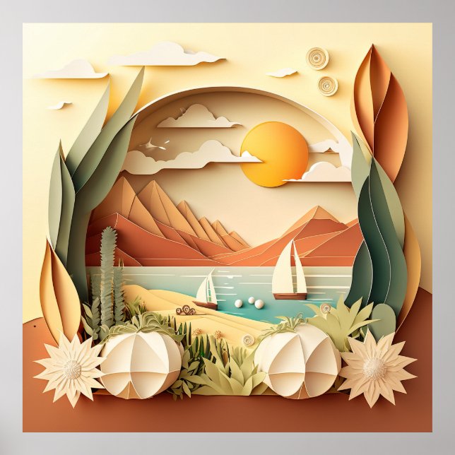 Poster bonito oceano adora 3D aparência (Frente)