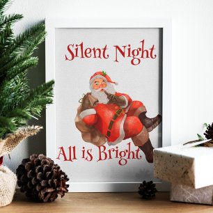 Poster Bonito Pai Natal a piscar Vintage de Natal