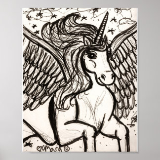 Poster Bonito Pegacorn em Voo