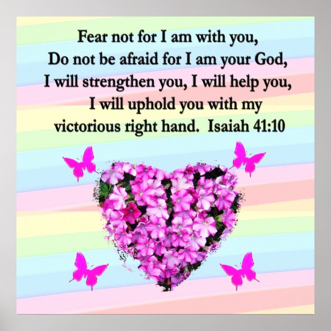 POSTER BONITO PINK FLORAL ISAIAH 41:10 DESIGN (Frente)
