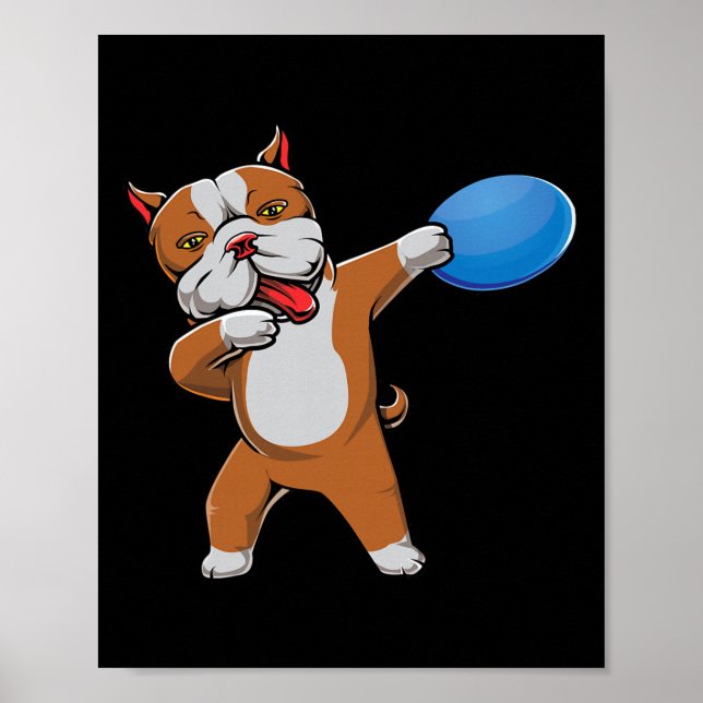 Poster Bonito Pitbull Dabbing Amante de Disc Golf Pit Bul (Frente)