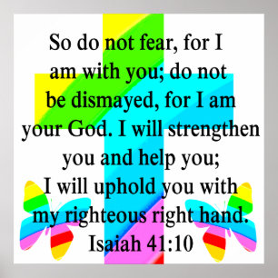POSTER BONITO RAINBOW CROSS ISAIAH 41:10 DESIGN