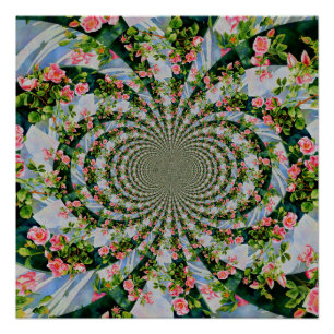 Póster Bonito rosa, rosas vermelhas, flor aquarela