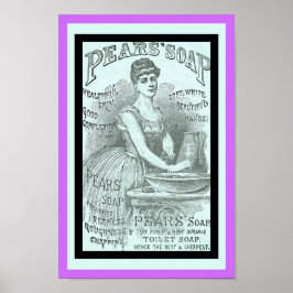 Poster Bonito Sabão Vintage e cópia de lavagem manual c. 