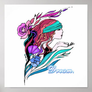 Poster bonito sonho de menina fantasma