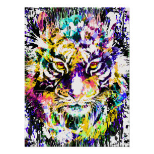 Póster Bonito Tigre Poster brilhante - Tigre Colorido