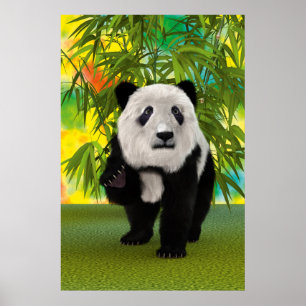 Póster Bonito Urso de Panda Kawaii Amante de os animais p