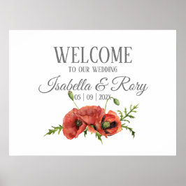 Poster Bonito Watercolor Red Poppies Boas-vindas