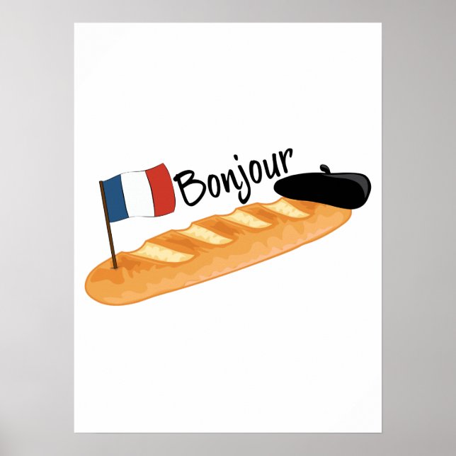 Poster Bonjour Baguette - Comida francesa engraçada (Frente)