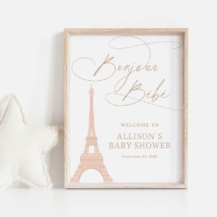 Poster Bonjour Bebe Paris - Sinal de boas-vindas do Chá d