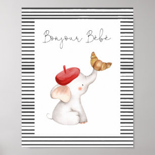 Poster Bonjour Bebe Paris - Sinal de Chá de fraldas franc