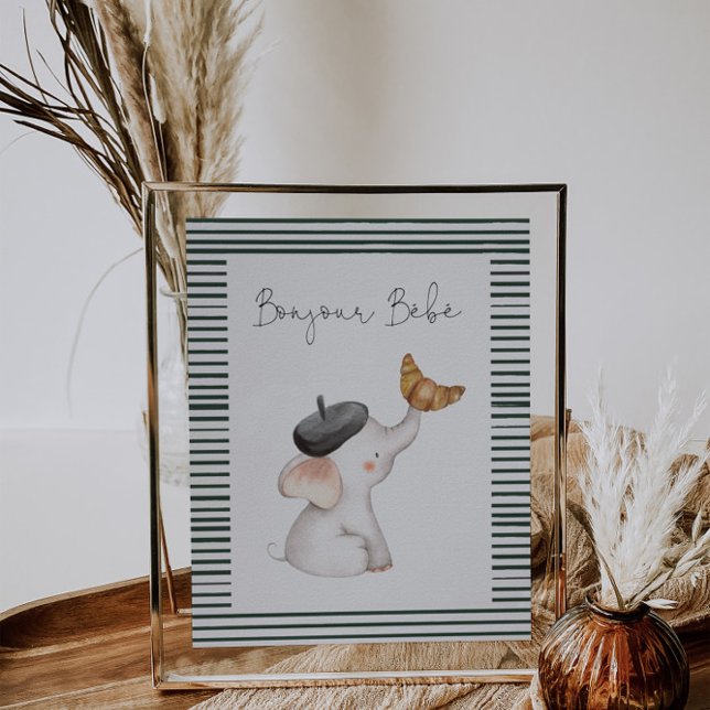 Poster Bonjour Bebe Paris - Sinal de Chá de fraldas franc (Criador carregado)