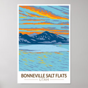 Poster Bonneville Salt Apartamentos Utah Viagem Art Vinta